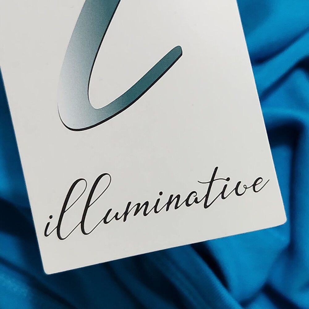 Illuminative Tunic Top Size Medium Blue Vneck Short Sleeve - Picture 14 of 14